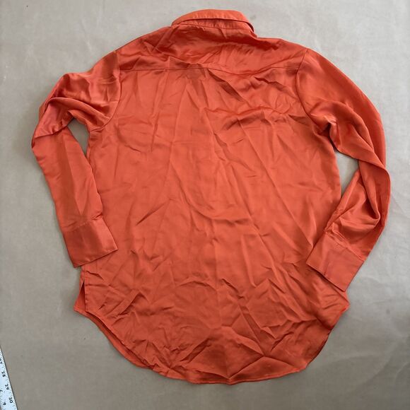 Nasty Gal Orange Button Up Shirt Top Blouse Size 8 - Picture 6 of 6